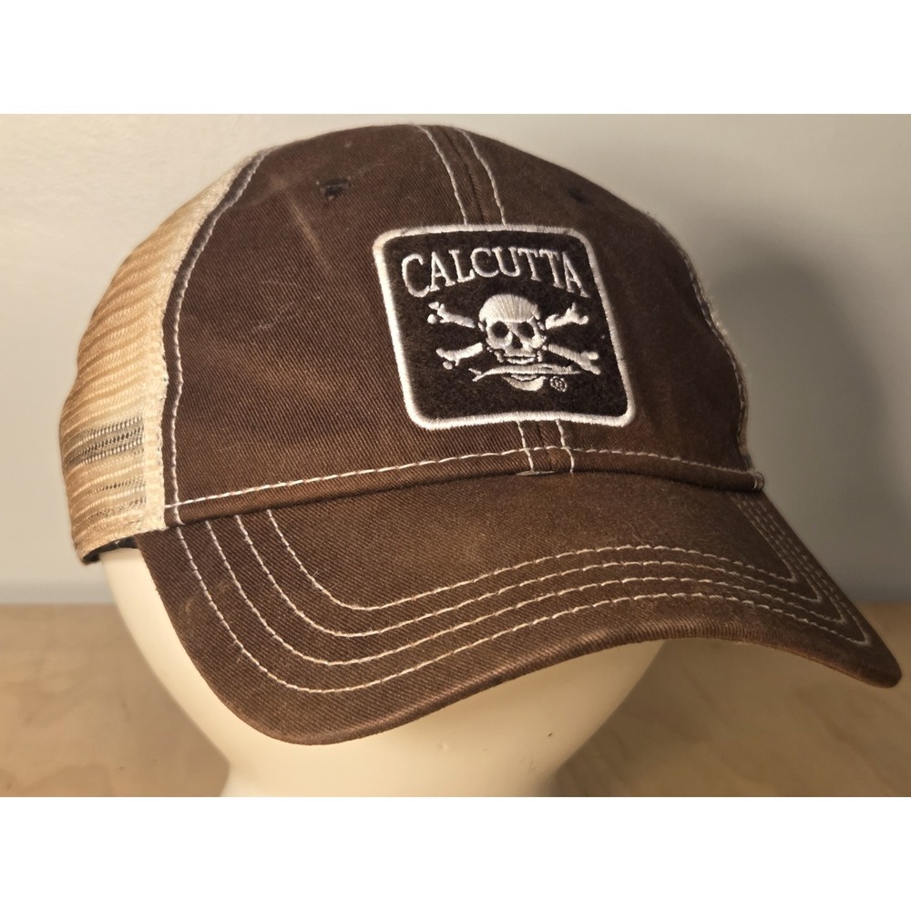 Calcutta Fishing Hat Cap Trucker Patch Mesh Back Snapback Brown One Size